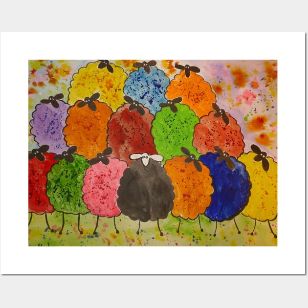 Quirky Colourful Sheep Wall Art by Casimirasquirkyart